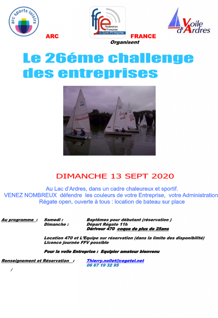 Affiche de la régate corpo 2020 du club de voile d'Ardres